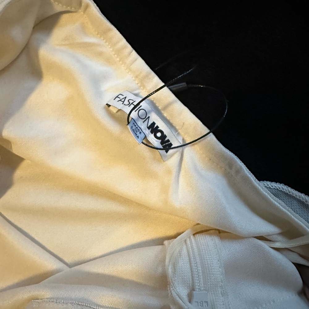 Fashion Nova Cream Asymmetrical Ruffle Dress - Picture 3 of 5